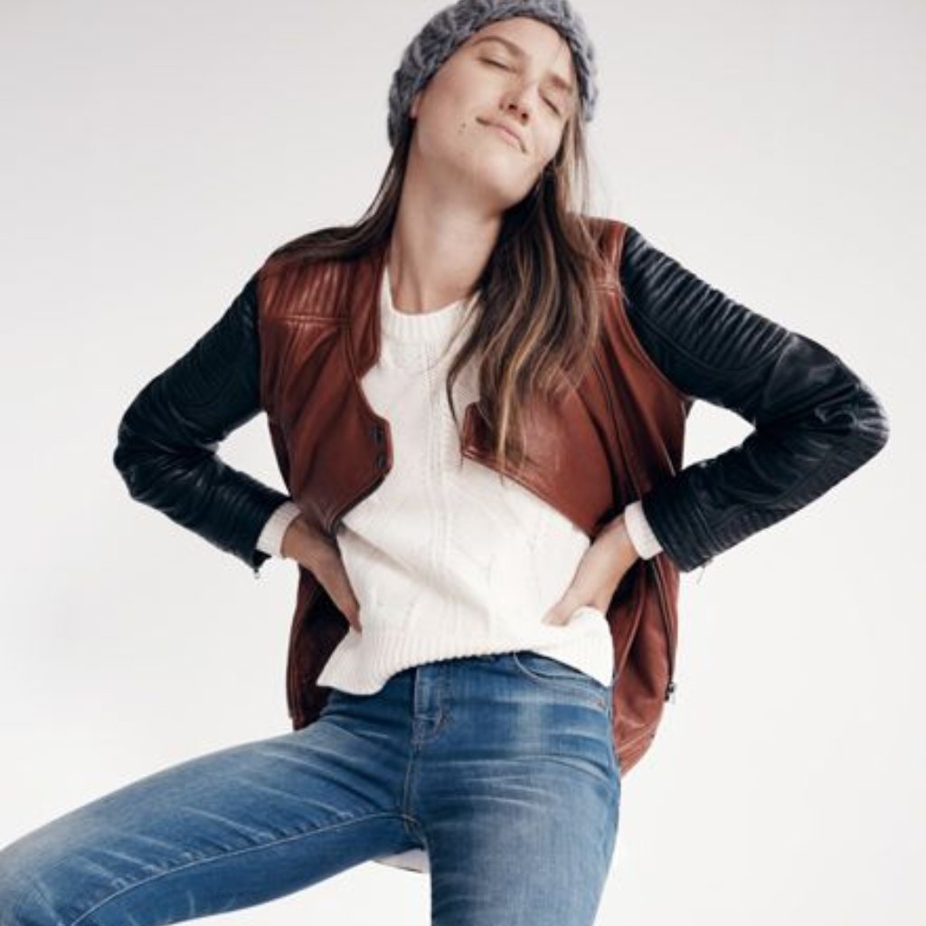 Madewell 2 Toned Quilted Leather Backroad Jacket